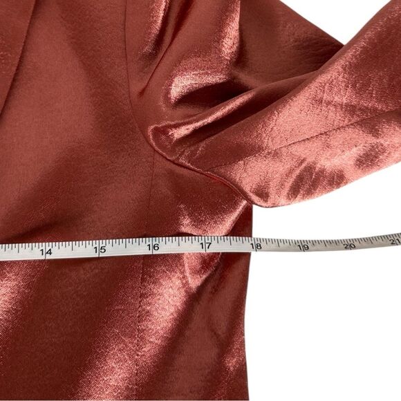 Cinq à Sept 'Karis' Metallic copper Hammered-Satin Blazer Jacket size 4 small - Picture 7 of 9